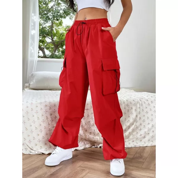 SweatyRocks Women's Drawstring Elastic Waist Loose Pants Casual Flap Pocket Cargo Pants Trousers