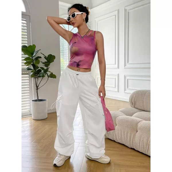 SweatyRocks Women's Drawstring Elastic Waist Loose Pants Casual Flap Pocket Cargo Pants Trousers