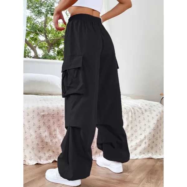 SweatyRocks Women's Drawstring Elastic Waist Loose Pants Casual Flap Pocket Cargo Pants Trousers