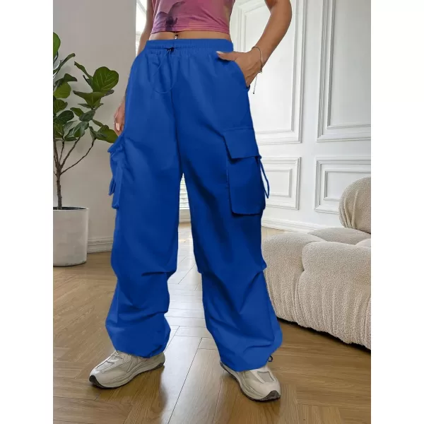 SweatyRocks Women's Drawstring Elastic Waist Loose Pants Casual Flap Pocket Cargo Pants Trousers