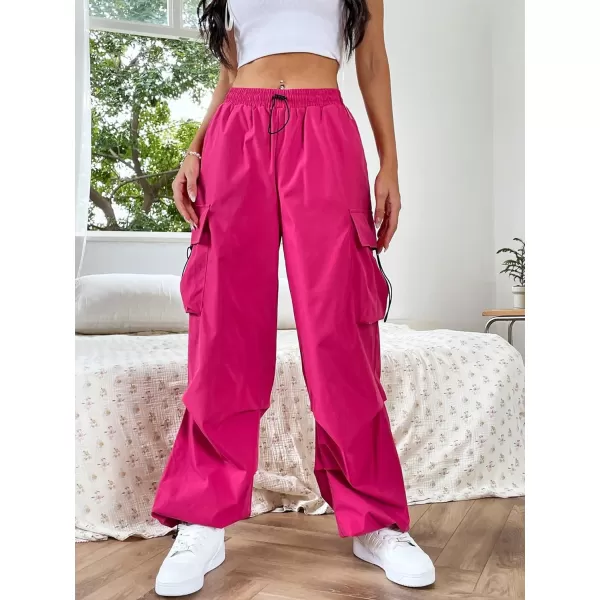 SweatyRocks Women's Drawstring Elastic Waist Loose Pants Casual Flap Pocket Cargo Pants Trousers