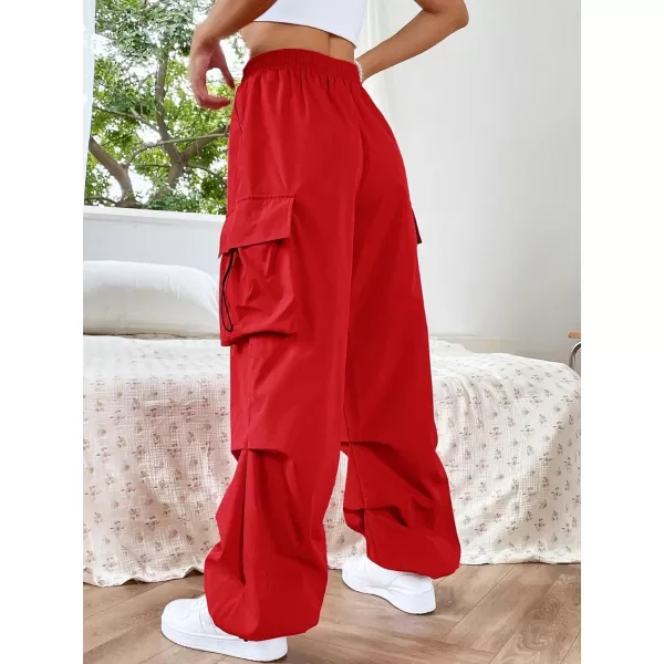 SweatyRocks Women's Drawstring Elastic Waist Loose Pants Casual Flap Pocket Cargo Pants Trousers