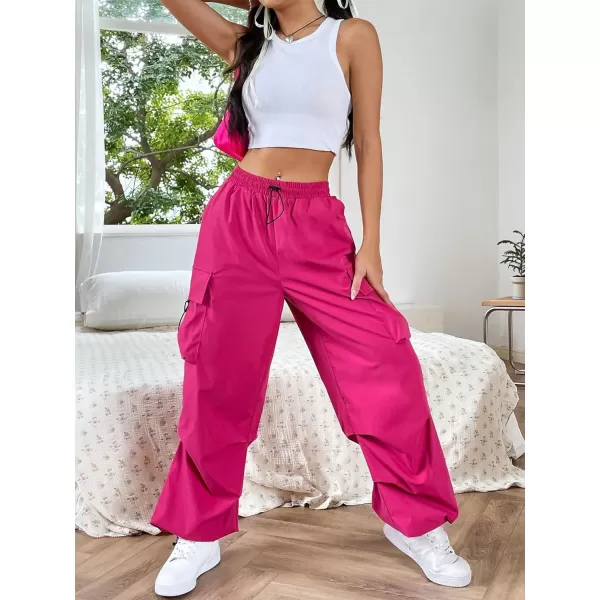 SweatyRocks Women's Drawstring Elastic Waist Loose Pants Casual Flap Pocket Cargo Pants Trousers