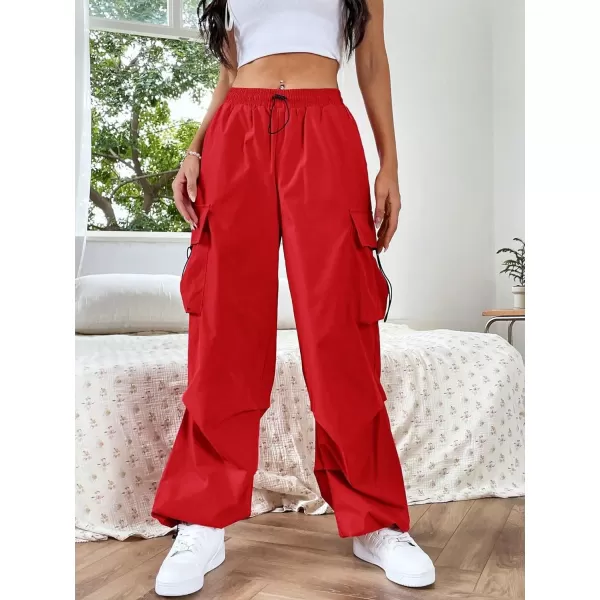 SweatyRocks Women's Drawstring Elastic Waist Loose Pants Casual Flap Pocket Cargo Pants Trousers