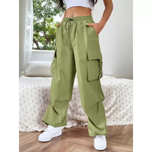 SweatyRocks Women's Drawstring Elastic Waist Loose Pants Casual Flap Pocket Cargo Pants Trousers
