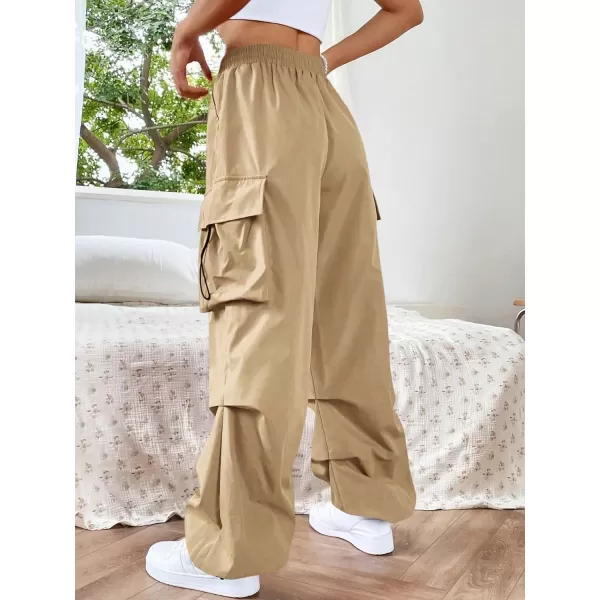 SweatyRocks Women's Drawstring Elastic Waist Loose Pants Casual Flap Pocket Cargo Pants Trousers