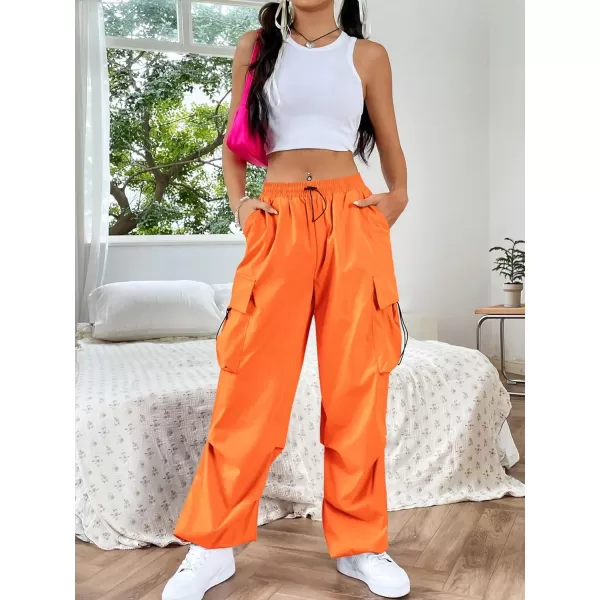 SweatyRocks Women's Drawstring Elastic Waist Loose Pants Casual Flap Pocket Cargo Pants Trousers