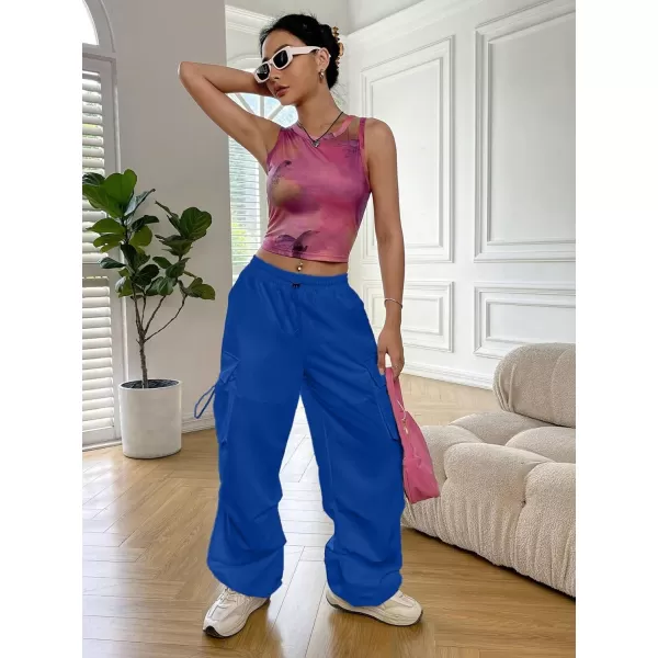 SweatyRocks Women's Drawstring Elastic Waist Loose Pants Casual Flap Pocket Cargo Pants Trousers