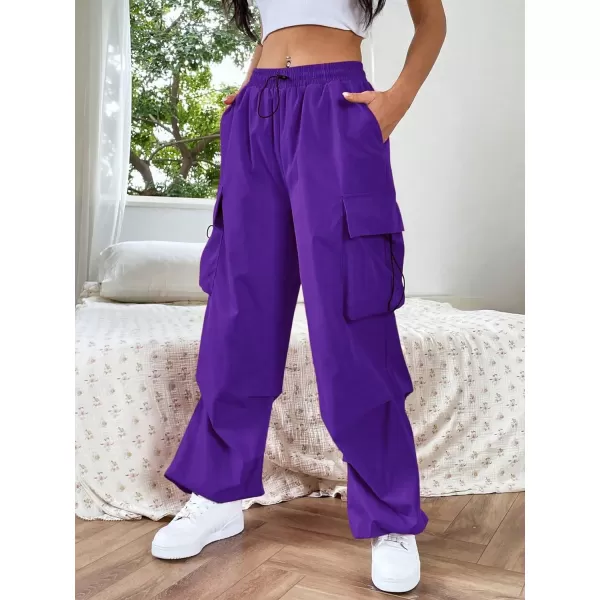 SweatyRocks Women's Drawstring Elastic Waist Loose Pants Casual Flap Pocket Cargo Pants Trousers
