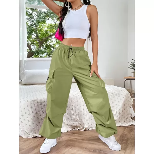SweatyRocks Women's Drawstring Elastic Waist Loose Pants Casual Flap Pocket Cargo Pants Trousers