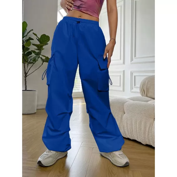 SweatyRocks Women's Drawstring Elastic Waist Loose Pants Casual Flap Pocket Cargo Pants Trousers