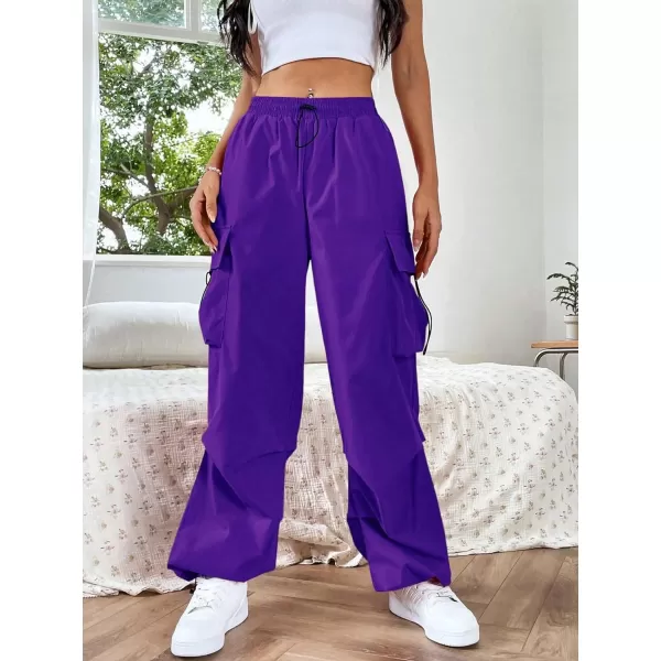 SweatyRocks Women's Drawstring Elastic Waist Loose Pants Casual Flap Pocket Cargo Pants Trousers