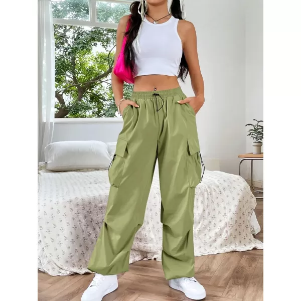 SweatyRocks Women's Drawstring Elastic Waist Loose Pants Casual Flap Pocket Cargo Pants Trousers