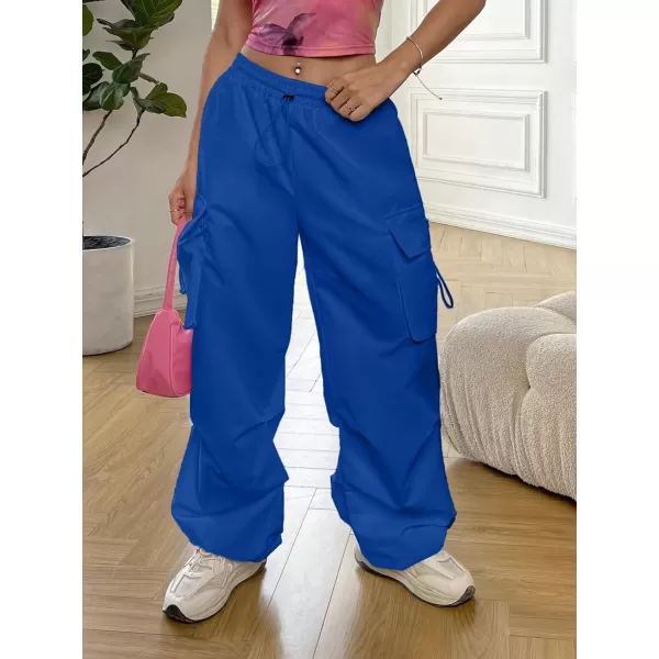 SweatyRocks Women's Drawstring Elastic Waist Loose Pants Casual Flap Pocket Cargo Pants Trousers