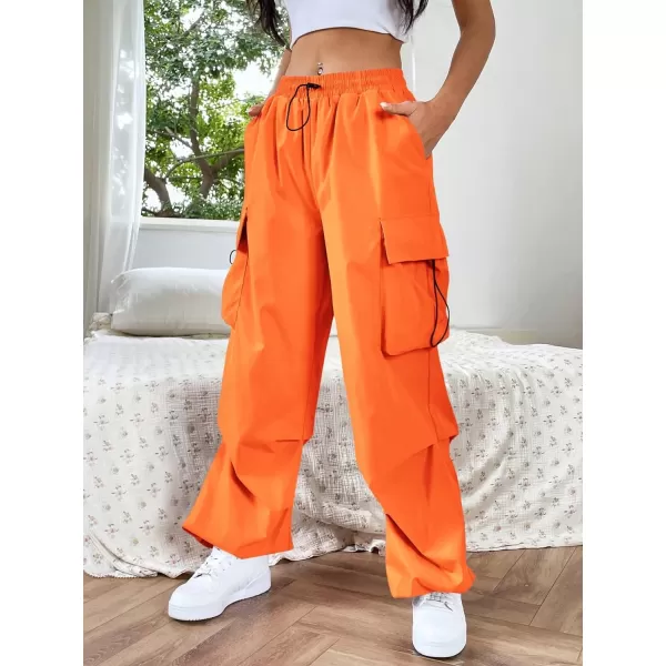 SweatyRocks Women's Drawstring Elastic Waist Loose Pants Casual Flap Pocket Cargo Pants Trousers