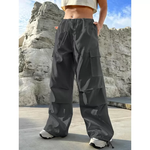 SweatyRocks Women's Drawstring Elastic Waist Wide Leg Pants Casual Loose Cargo Pants with Pockets