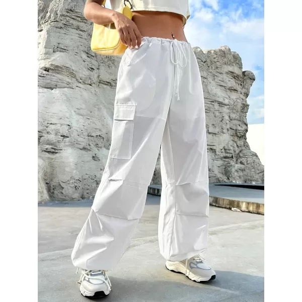 SweatyRocks Women's Drawstring Elastic Waist Wide Leg Pants Casual Loose Cargo Pants with Pockets