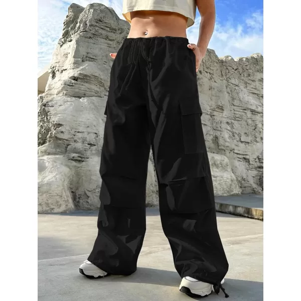 SweatyRocks Women's Drawstring Elastic Waist Wide Leg Pants Casual Loose Cargo Pants with Pockets