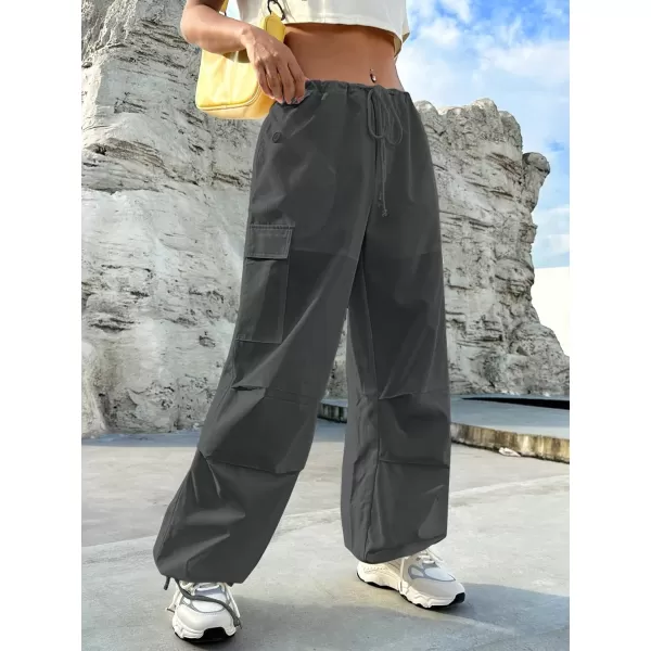 SweatyRocks Women's Drawstring Elastic Waist Wide Leg Pants Casual Loose Cargo Pants with Pockets