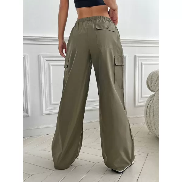 SweatyRocks Women's Drawstring Elastic Waist Wide Leg Pants Casual Loose Cargo Pants with Pockets