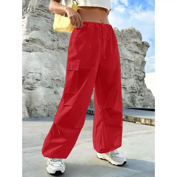 SweatyRocks Women's Drawstring Elastic Waist Wide Leg Pants Casual Loose Cargo Pants with Pockets