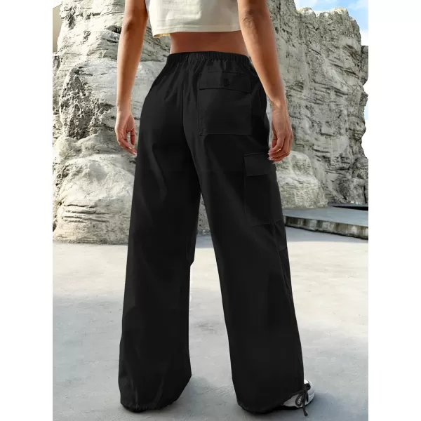 SweatyRocks Women's Drawstring Elastic Waist Wide Leg Pants Casual Loose Cargo Pants with Pockets