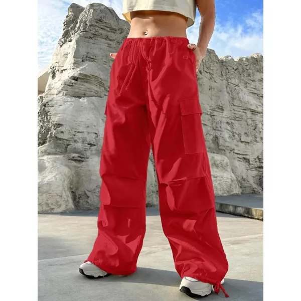 SweatyRocks Women's Drawstring Elastic Waist Wide Leg Pants Casual Loose Cargo Pants with Pockets
