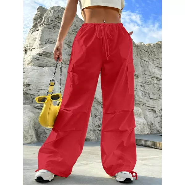 SweatyRocks Women's Drawstring Elastic Waist Wide Leg Pants Casual Loose Cargo Pants with Pockets