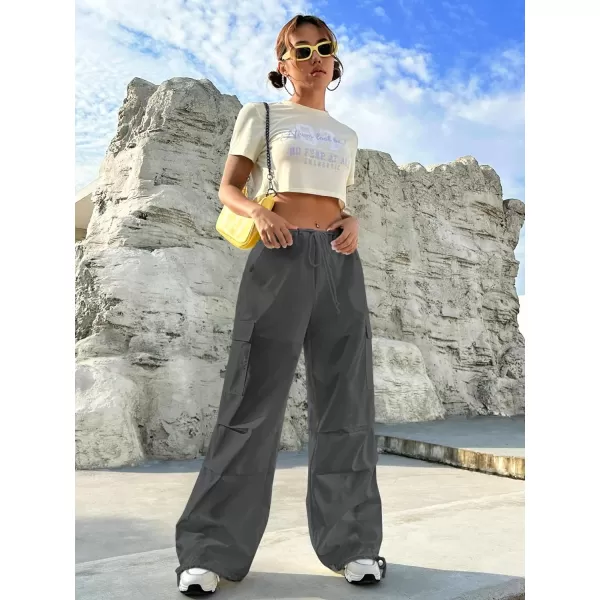 SweatyRocks Women's Drawstring Elastic Waist Wide Leg Pants Casual Loose Cargo Pants with Pockets
