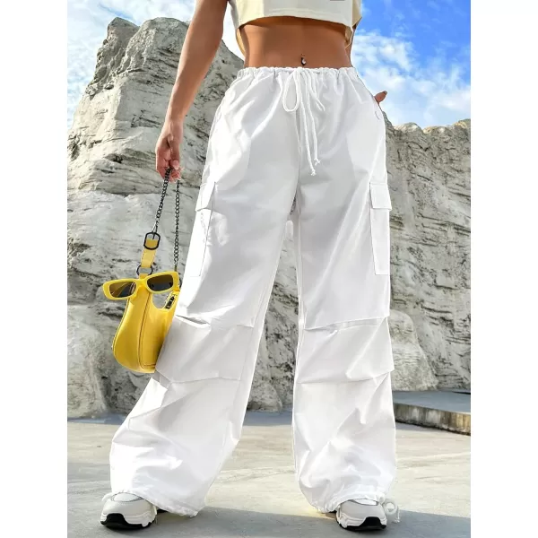 SweatyRocks Women's Drawstring Elastic Waist Wide Leg Pants Casual Loose Cargo Pants with Pockets