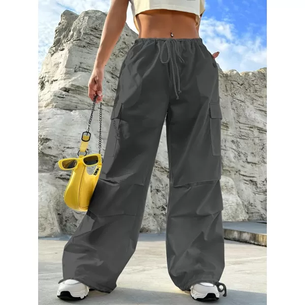 SweatyRocks Women's Drawstring Elastic Waist Wide Leg Pants Casual Loose Cargo Pants with Pockets