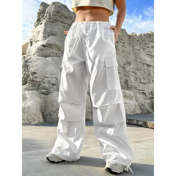 SweatyRocks Women's Drawstring Elastic Waist Wide Leg Pants Casual Loose Cargo Pants with Pockets