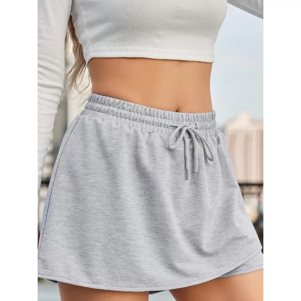 SweatyRocks Women's Drawstring Waist Asymmetrical Hem Sport Skort Solid Workout Skirts Shorts
