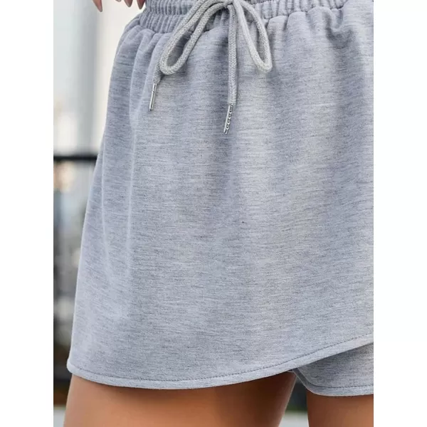 SweatyRocks Women's Drawstring Waist Asymmetrical Hem Sport Skort Solid Workout Skirts Shorts