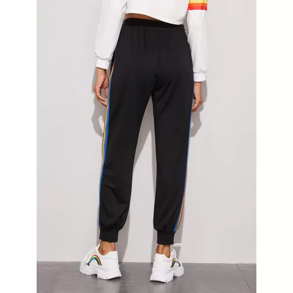 SweatyRocks Women's Drawstring Waist Striped Side Jogger Sweatpants with Pocket