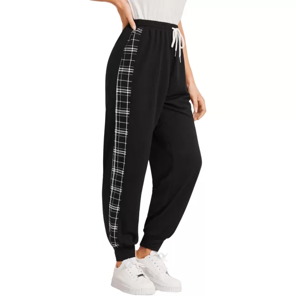SweatyRocks Women's Drawstring Waist Striped Side Jogger Sweatpants with Pocket