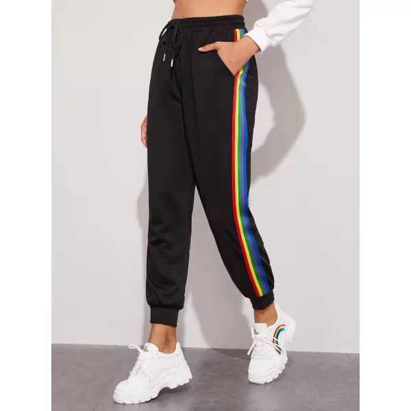 SweatyRocks Women's Drawstring Waist Striped Side Jogger Sweatpants with Pocket
