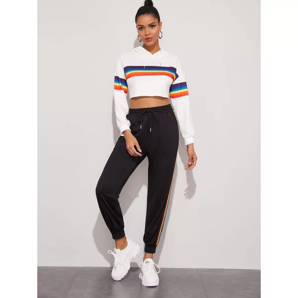SweatyRocks Women's Drawstring Waist Striped Side Jogger Sweatpants with Pocket
