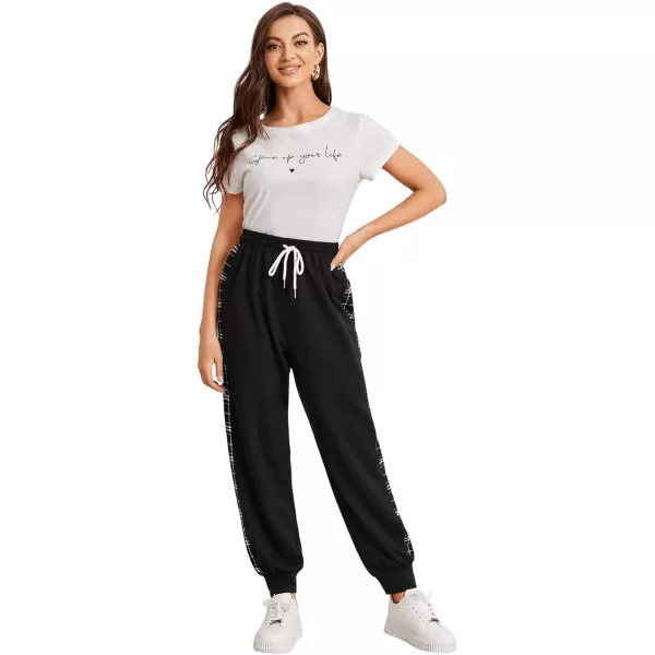 SweatyRocks Women's Drawstring Waist Striped Side Jogger Sweatpants with Pocket
