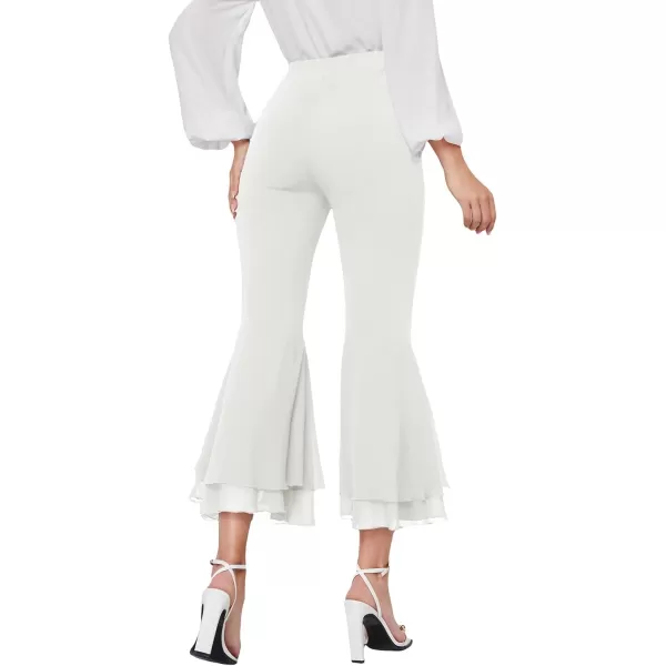 SweatyRocks Women's Elastic Waist Layered Ruffle Flare Bell Cropped Pant