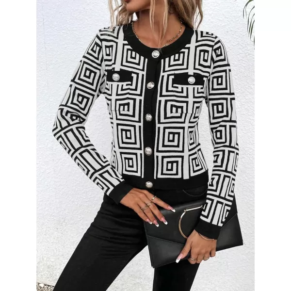 SweatyRocks Women's Elegant Button Down Soft Knit Cardigan Cropped Sweaters Jacket with Pockets