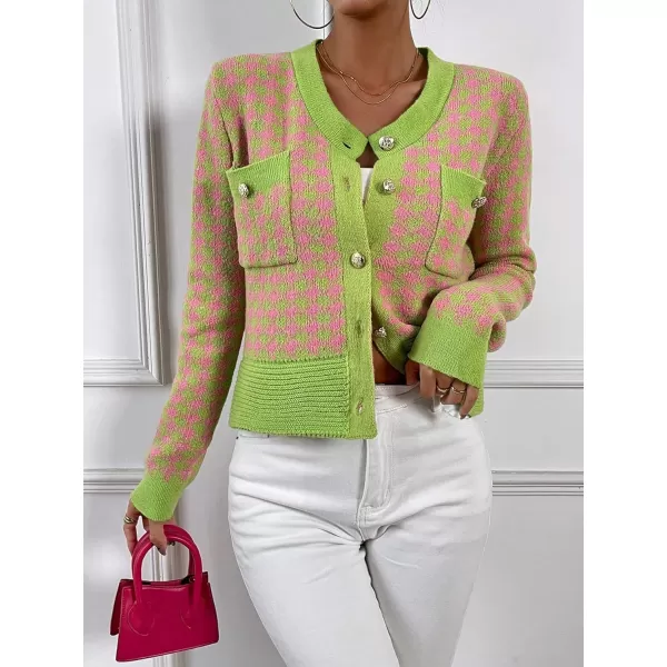 SweatyRocks Women's Elegant Button Down Soft Knit Cardigan Cropped Sweaters Jacket with Pockets