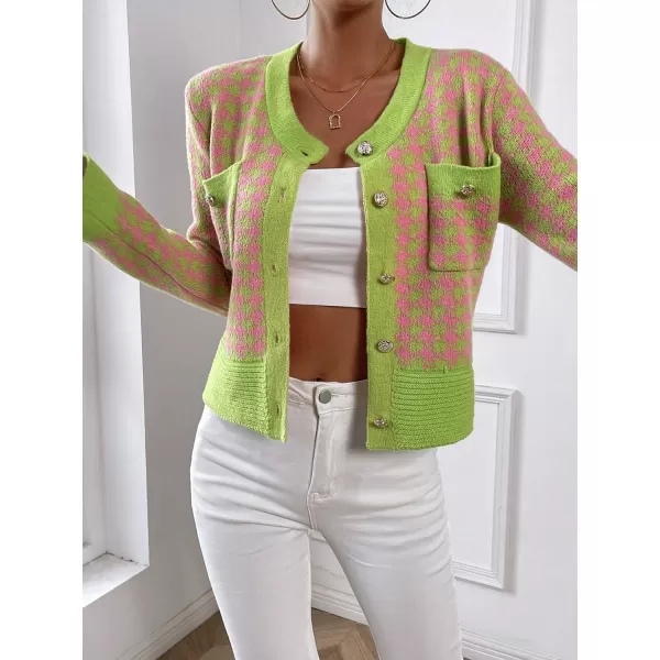 SweatyRocks Women's Elegant Button Down Soft Knit Cardigan Cropped Sweaters Jacket with Pockets