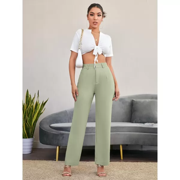 SweatyRocks Women's Elegant High Waist Solid Long Pants Office Trousers