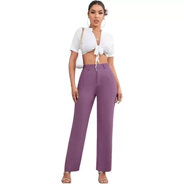 SweatyRocks Women's Elegant High Waist Solid Long Pants Office Trousers