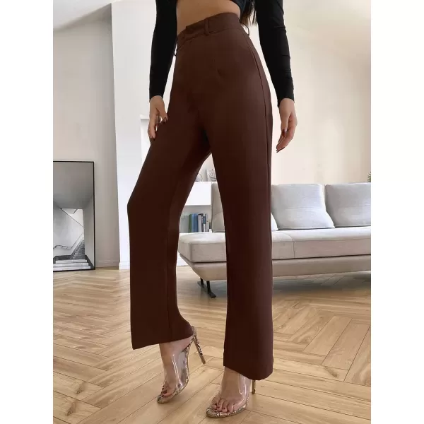 SweatyRocks Women's Elegant High Waist Solid Long Pants Office Trousers