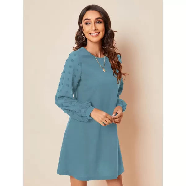 SweatyRocks Women's Elegant Mesh Contrast Long Sleeve A Line Mini Short Dress