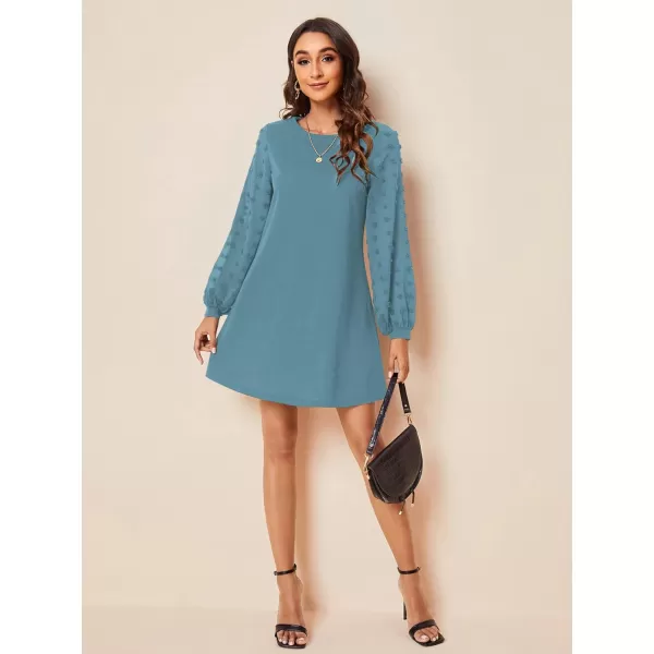 SweatyRocks Women's Elegant Mesh Contrast Long Sleeve A Line Mini Short Dress