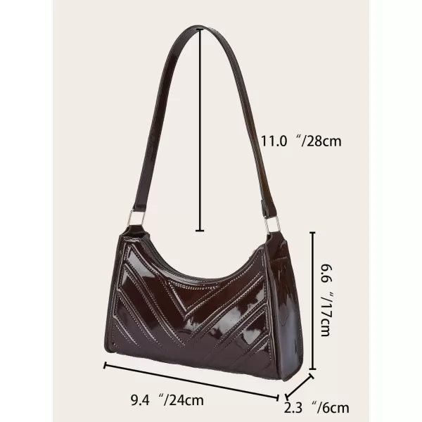 SweatyRocks Women's Elegant PU Leather Shoulder Bag Chevron Pattern Zip Top Handbag Mini Bag