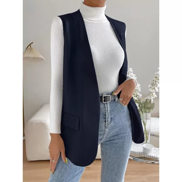 SweatyRocks Women's Elegant Sleeveless Blazer Jacket Vest Open Front Long Cardigan
